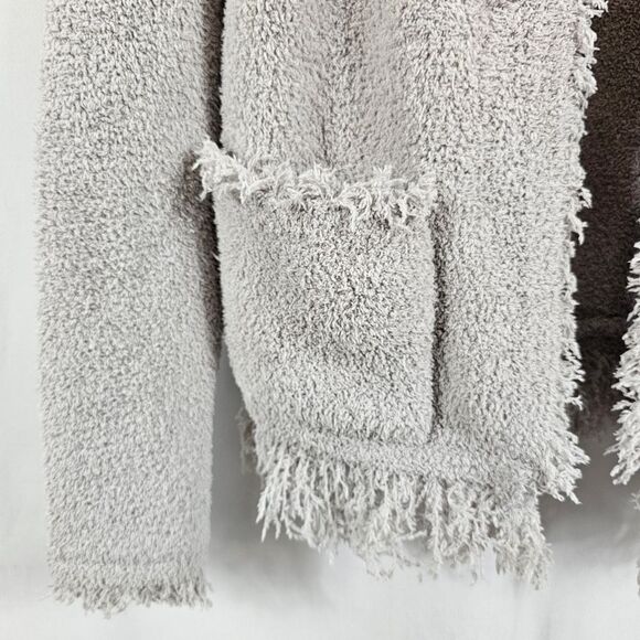 Barefoot Dreams CozyChic Fringed Jacket In Gray Purple - Size XS - Picture 6 of 10